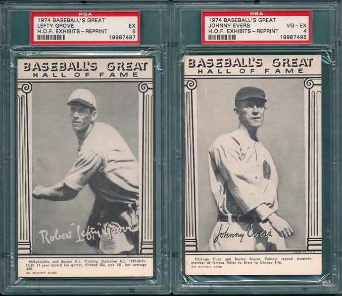1974 Hall of Fame Exhibits Lot of (4) W/ Cobb PSA