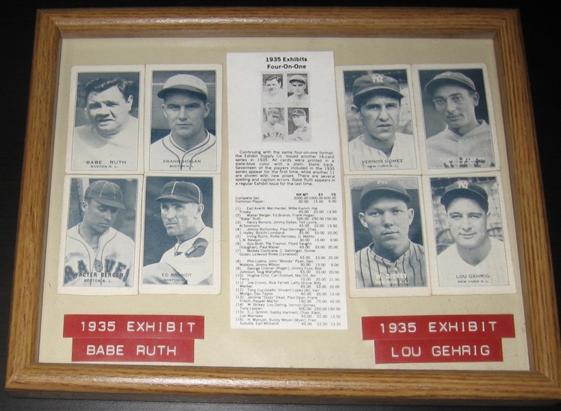 1935 Exhibits Four-On-One Framed Picture W/ Gehrig & Ruth