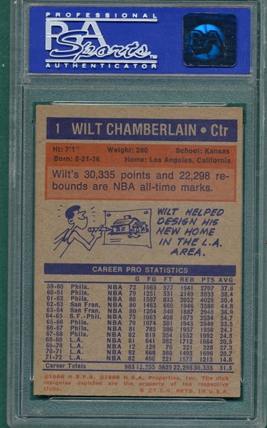 1972 Topps BSKT #1 Wilt Chamberlin PSA 7
