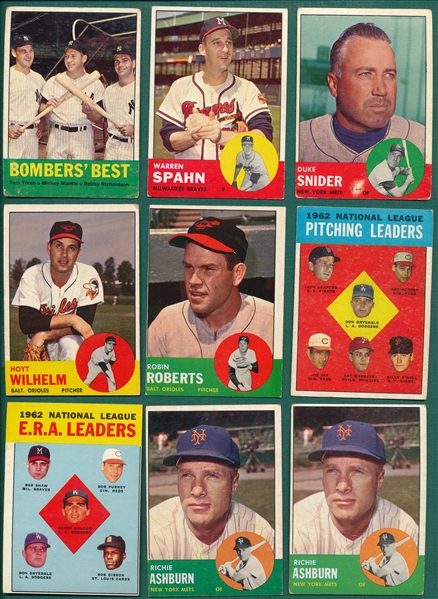 1963 Topps Lot of (9) Hall of Famers W/ Mantle 