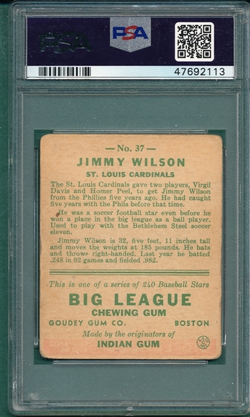 1933 Goudey #37 Jimmy Wilson PSA 2