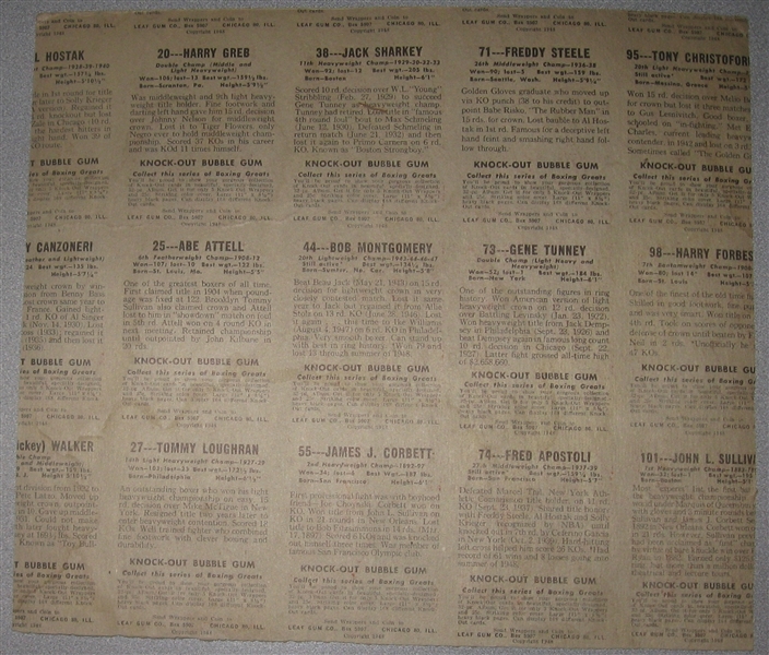 1948 Leaf Boxing Uncut Sheets Lot of (2) W/ La Motta, Sullivan & Tunney