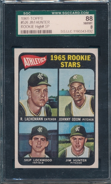 1965 Topps #526 Jim Hunter SGC 88 *Hi #* *SP* *Rookie*