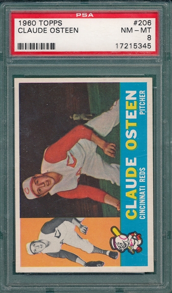 1960 Topps #206 Claude Osteen PSA 8