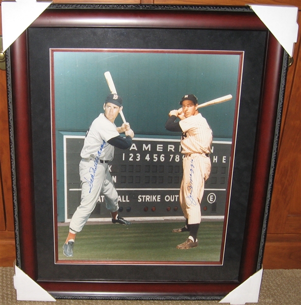 Ted Williams & Joe DiMaggio Signed 16 X 20 Color Photograph JSA Authentic