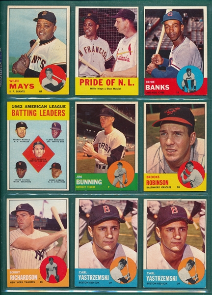 1963 Topps Lot of (163) W/ Banks, Musial & Mays