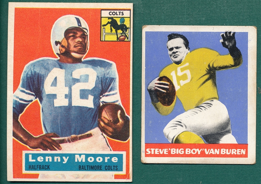 1948 Leaf FB #22 Van Buren & 1956 Topps #60 Moore, Lot of (2) Rookies