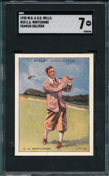 1930 W.D. & H. O. Wills #25 C. A. Whitcombe, Famous Golfers, SGC 7
