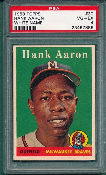1958 Topps #30 Hank Aaron PSA 4 *White Name*