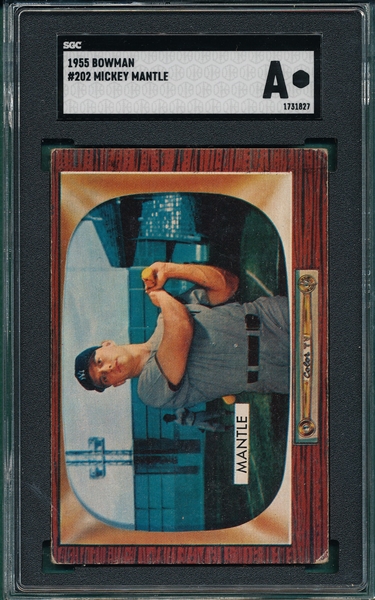 1955 Bowman #202 Mickey Mantle SGC Authentic