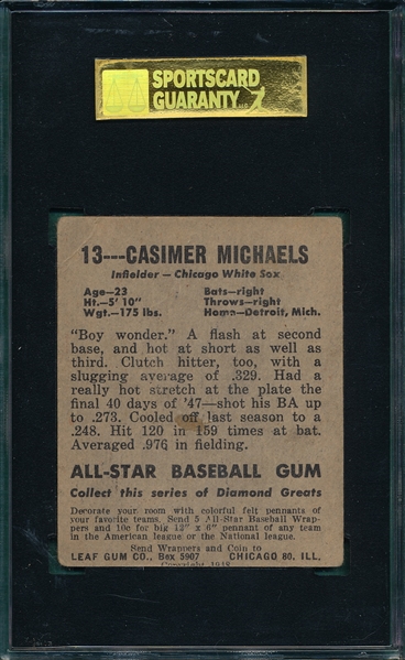 1948 Leaf #013 Casimer Michaels SGC 30 *SP*