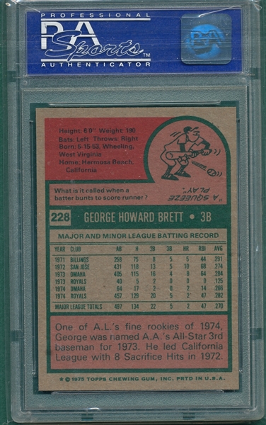 1975 Topps #228 George Brett PSA 8 *Rookie*