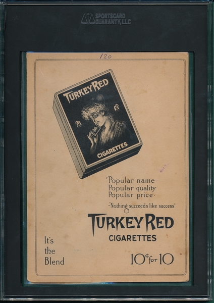 1910-1911 T3 #120 Gabby Street Turkey Red Cigarettes SGC 1.5 *Ad Back*