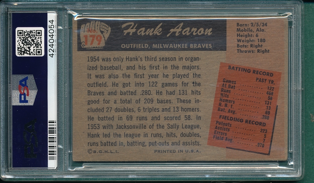 1955 Bowman #179 Hank Aaron PSA 2