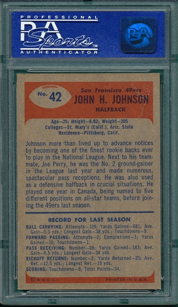 1955 Bowman FB #42 John Henry Johnson PSA 8