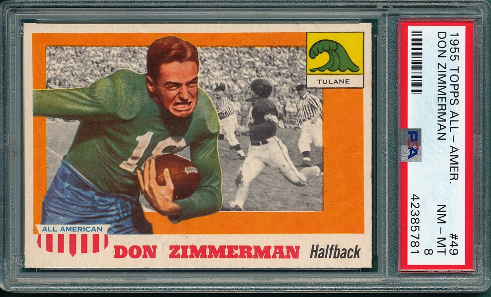 1955 Topps All American #49 Don Zimmerman PSA 8