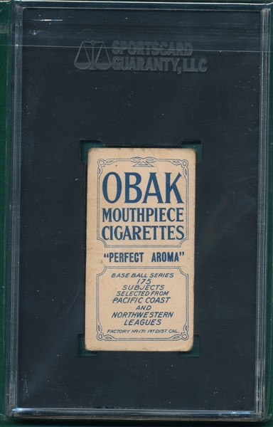 1910 T212-2 Perrine Obak Cigarettes SGC 1.5 