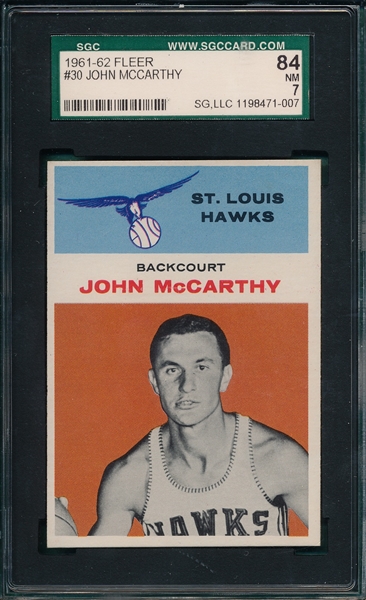 1961 Fleer BSKT #30 John McCarthy SGC 84