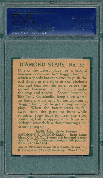 1934-36 Diamond Stars #55 Tony Cuccinello PSA 5