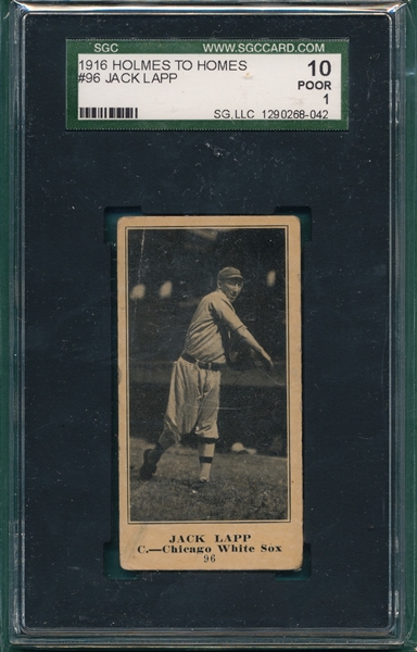 1916 Holmes To Holmes #96 Jack Lapp SGC 10 *Only One Graded* 