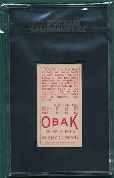 1911 T212-3 Baum Obak Cigarettes SGC 3