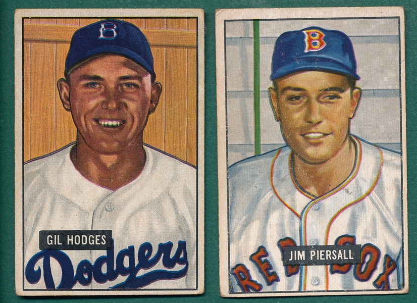 1951 Bowman #7 Hodges & #306 Piersall, Hi Number, Rookie, Lot of (2)