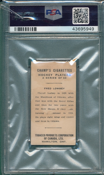 1924 C144 Fred Lowrey Champ's Cigarettes PSA 3