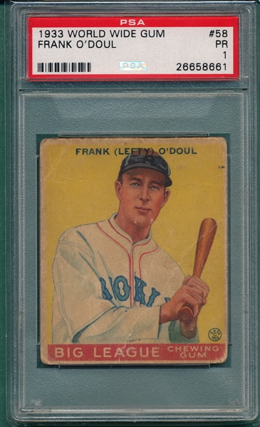 1933 World Wide Gum, #58 Frank O'Doul PSA 1