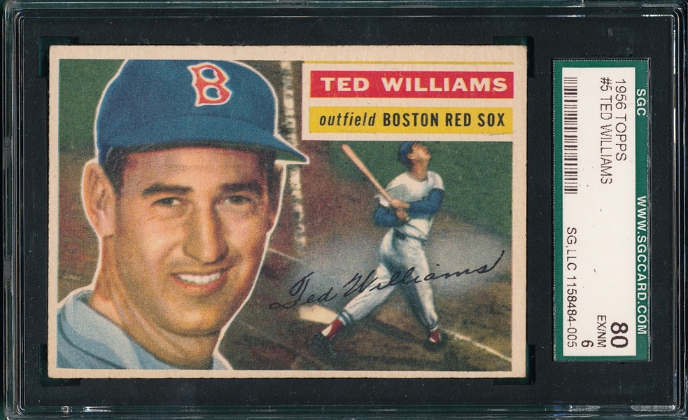 1956 Topps #5 Ted Williams SGC 80 *White*