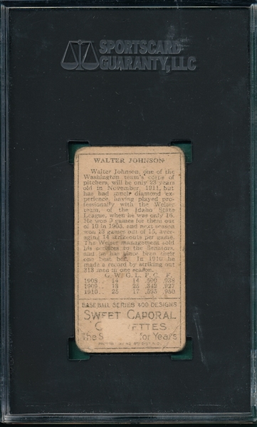 1911 T205 Johnson Sweet Caporal Cigarettes SGC 1