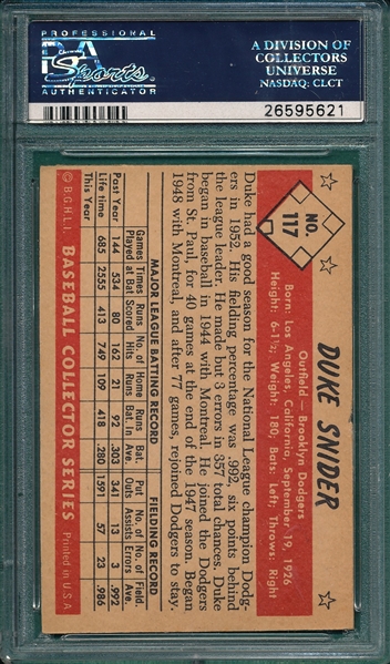 1953 Bowman Color #117 Duke Snider PSA 5