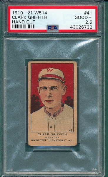 1919-1921 W514 #41 Clark Griffith PSA 2.5