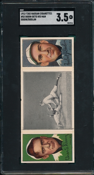 1912 T202 Dooin Gets His Man, Doolan/Dooin, Hassan Cigarettes SGC 3.5
