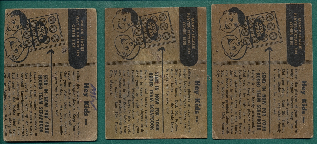 1955 Rodeo Meats Athletics Lot of (3) W/ Slaughter