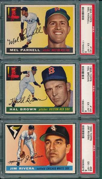 1955 Topps #58 Rivera, #140 Parnell & #148 Brown, Lot of (3), PSA 6