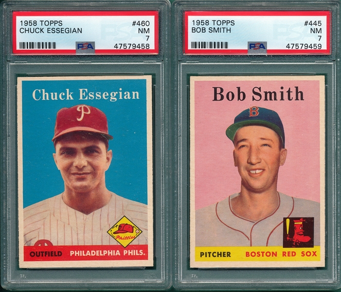 1958 Topps #445 Smith & #460 Essegian, Lot of (2) PSA 7