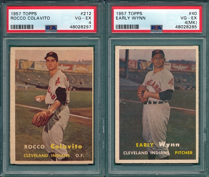 1957 Topps #40 Wynn & #212 Colavito, Rookie, Lot of (2) PSA 