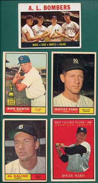 1961/64 Topps Lot of (20) W/ Santo, Rookie & Mantle