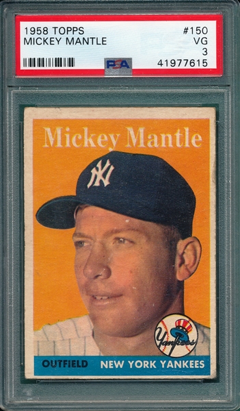 1958 Topps #150 Mickey Mantle PSA 3
