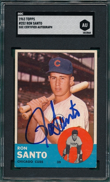 1963 Topps #252 Ron Santo SGC Authentic *Signed*