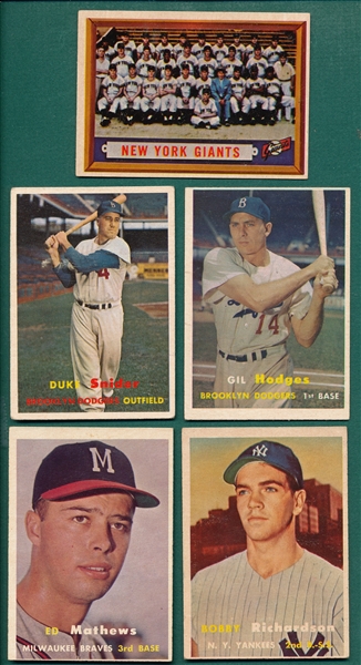 1957 Topps Lot of (5) W/ Snider
