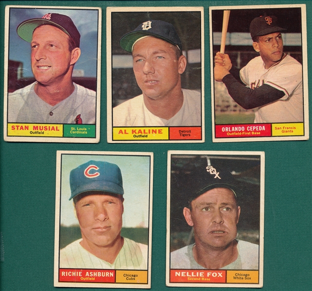 1961 Topps Lot of (5) HOFers W/ Musial
