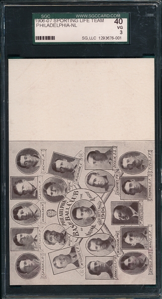 1906-07 Sporting Life Team PC. Philadelphia Nationals SGC 40