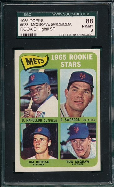1965 Topps #533 Mets Rookies W/ McGraw, SGC 88 *Hi #*