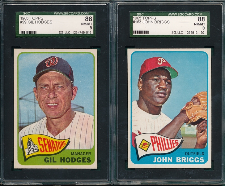 1965 Topps #163 Briggs & #99 Hodges, Lot of (2) SGC 88