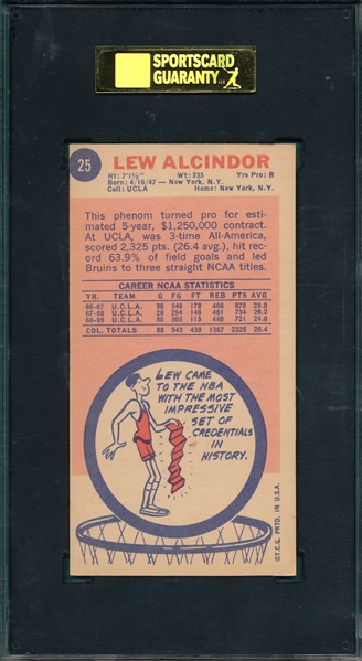 1969 Topps #25 Lew Alcindor SGC 70 *Rookie*
