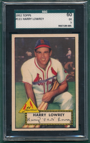 1952 Topps #111 Harry Lowrey SGC 60