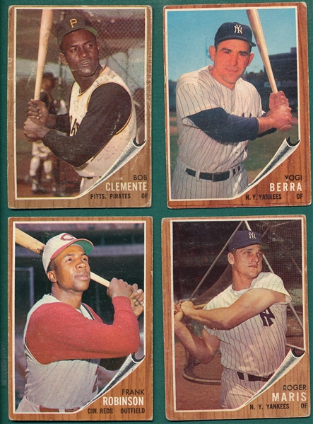 1962 Topps Lot of (4) W/ Clemente