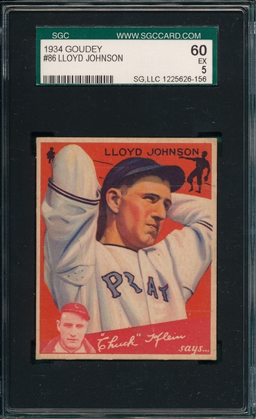 1934 Goudey #86 Lloyd Johnson SGC 60 *Hi #*