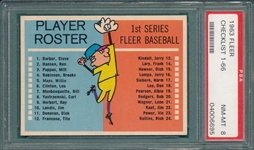 1963 Fleer Checklist PSA 8 